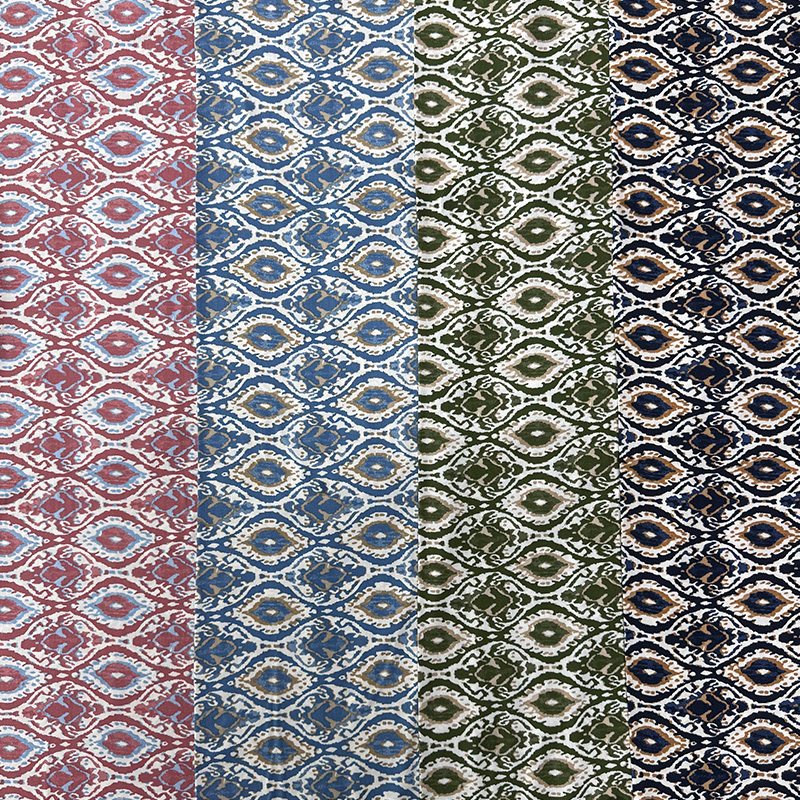 45S bedrukte rayonstof – Ikat-stijl